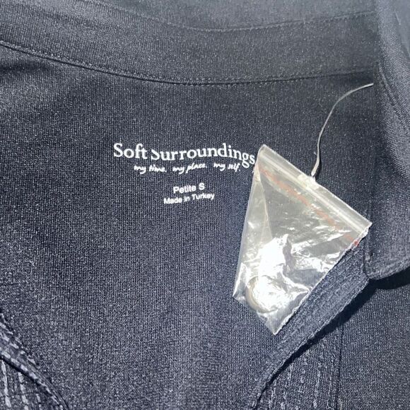 Soft Surroundings Adventura Navy Tunic Top Collar Split V-Neck sz Small Petite - Picture 4 of 8